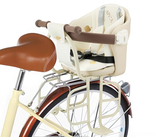 Kid's Bike seat Rear Child Carrier Bike Chair for Bicycle Kids seat for Children,Kids Rear Mount Bike seat, Rear Frame Mounted child Bike Seats ,Toddler Bike Seat for Children 2~5 Years off-white