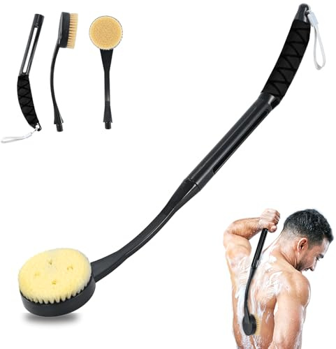 Back Scrubber for Shower,20.5 Shower Brush Long Handle for Shower for Deep Clean,Back Brush for Shower for Men Women(Black)