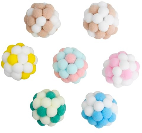Rundago Pallina Interattiva per Gatti – 7 Palline in Feltro Morbido con Campanellini – Perfetta per Giocare in Casa, Masticare e Graffiare