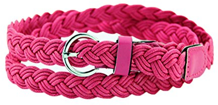 sourcing map Damen verstellbare einzel Pin Gürtelschnalle Dünn geflochtene Gürtel Rosa