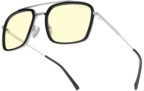Gunnar Gaming- und Computerbrille | Stark Industries Edition |Edelstahlrahmen, Linsentönung: Amber (blockt 65% Blaulicht & 100% UV-Licht) | Patentierte Linse | Reduziert Augenbelastung & Trockenheit