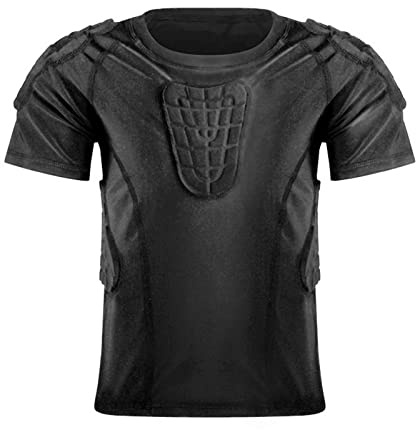 Hotfiary Kids Youth Padded Protective Shirts Short Sleeve, 6-Pads, 7-8Y