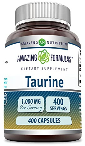 Amazing Formulas Taurine 1000 Mg | Capsules Supplement | Non-GMO | Gluten-Free | Made in USA (400 Capsules)