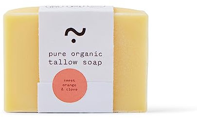 Fierce Nature Multi-Use Pure Tallow Bar | Organic & Natural Moisturising Bar for Face, Body, Hands & Hair | Non-Toxic Skincare Essential - Sweet Orange 80g