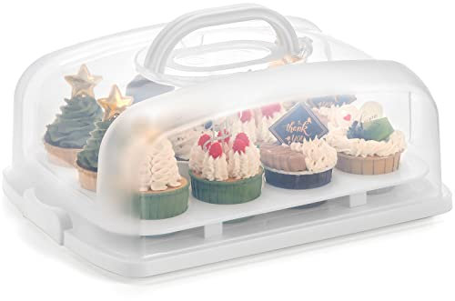 SOUJOY 2in1 Cupcake Carrier, Cupcake Transport Container with Lid, Cupcake Holder Carries 12 Standard-Size Cupcakes, Portable Reusable Dessert Keeper Display Cakes, Pies, Desserts
