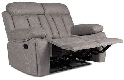 duehome | Sofá 2 Plazas, Sofá Reclinable, Asiento de Descanso, Modelo Kendal, Acabado en Tejido Color Marengo, Medidas: 152 cm (Largo) x 101 cm (Alto) x 97 (Fondo)