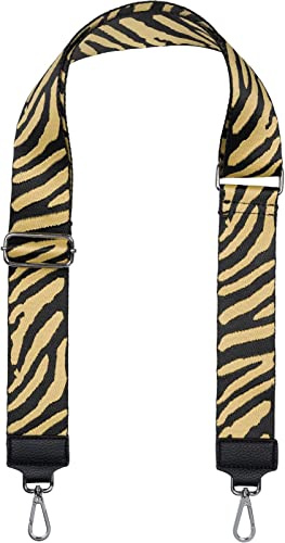 styleBREAKER Breiter Taschen Schulterriemen verstellbar mit Zebra Muster, Wechsel Taschengurt, Handyband, Handykette 02013033, Farbe:Ocker-Schwarz