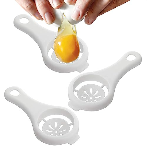 3 Pcs Egg Separator for Raw Eggs - Egg Yolk Separator Tool with Hang-On Bowl Design for Less Mess, ABS Plastic 2.36 Bowl & 4.96 Handle - Practical Kitchen Helper for Baking, Meringue, Creams & Mayo