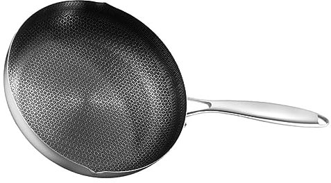 BESTonZON Kochgeschirr Pfanne Wabenbratpfanne Waben-wok Mit Griffen Induktions-wok Restaurant-bratpfanne Bratpfanne Unter Rühren Anbraten Küchenzubehör 26c Rostfreier Stahl Haushalt China