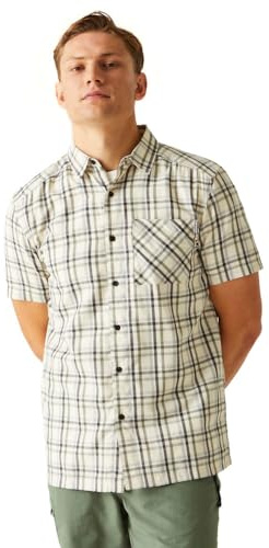 Regatta Mens Mindano VIII Patterned Short-Sleeved Shirt (L) (Agave Green/Ash)