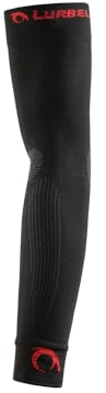 Lurbel Rally Pro, Manguitos compresivos, manguitos para correr, brazaletes para brazos, mangas para brazos, manguitos de trail, unisex (S (23-31 cm), Negro/Rojo)