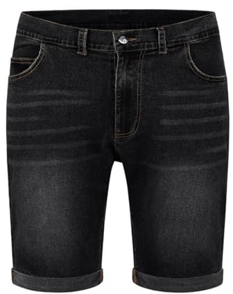 ZOXOZ Short Jean Homme Bermuda Homme Jean Stretch d'été Denim Coton en Jean à 5 Poches Noir XL