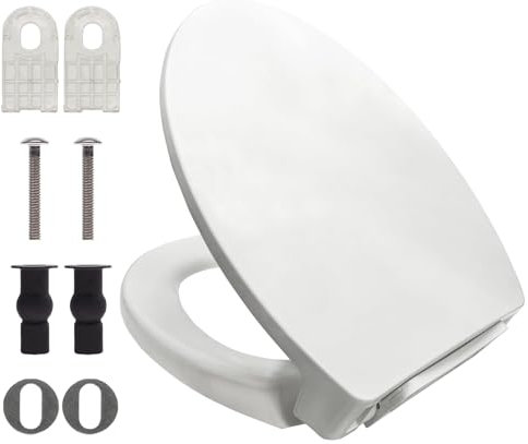 Soft Close Toilet Seat Elongated and Lid for TOTO SS114#01, Cotton White, Mounting Hardware included