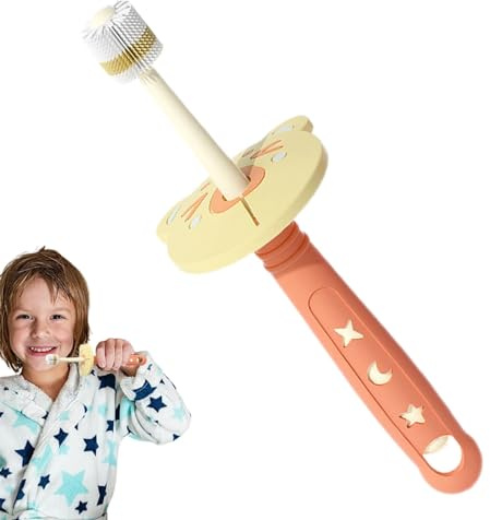 Ruwshuuk Weiche Nano-Handzahnbürste – 360° manuelle Kinderzahnbürste – 360° Kopf reinigt Rundum-Zahnbürste für Kinder, Jungen