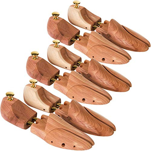 3 ensanchadores de zapatos de madera de cedro rojo real para hombre, árboles de zapatos de primera calidad para olor fresco y pies saludables, madera, UK 7-8 / EU 41-42