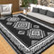 OMERAI Outdoor Teppich Wetterfest Garten Balkon Teppiche Terrasse Wasserdicht Leichtgewicht Reversible Outdoor UV Beständig Camping Teppich Einfache Reinigung Garten Matte, Schwarz 150X240CM