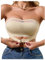 GORGLITTER Women's Mesh Wireless Front Fastening Bras Sexy Strapless Sheer Comfy Bandeau Bras Beige Large