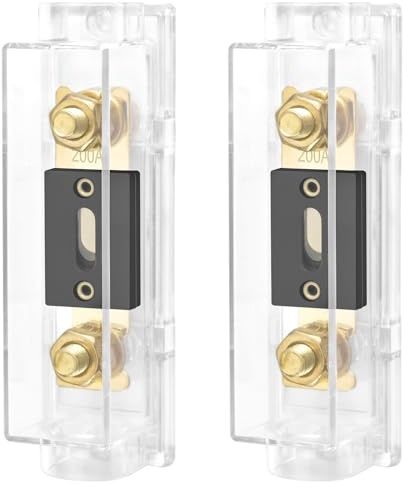 Heschen Auto Audio Video Stereo ANL-säkringshållare, 0/2/4 Gauge In och Out, med ANL-säkring, 2 stycken (ANL-200A)