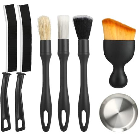 5PCS Pinceau Detailing Auto - pinceau nettoyage voiture pinceau detailing auto avec têtes remplaçables pour nettoyer tableau de bord sièges moteurs bouches d'aération