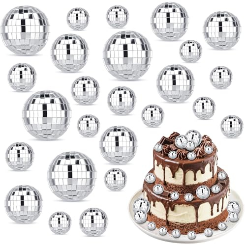 Mini sfera da discoteca, piccola sfera da discoteca, piccola sfera da discoteca, piccoli accessori per torte da discoteca, accessori per feste di compleanno anni '70