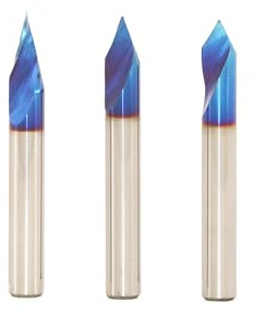 Ruhi 30 Deg,45 Deg,60 Deg V Groove CNC Router Bit Set with 1/4 Inch Shank Carbide Chamfer End Mill Carving Liner Point V Bit for CNC Engraving and Chamfering Lettering V3363