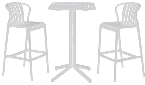 The Lumine Mesa Bar Set 3 PP Metal 60X60X102 Taburete Blanco