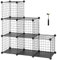 SONGMICS 6-Cube Wire Grid Storage Rack, Interlocking Shelving Unit with Metal Mesh Shelves and PP Plastic Sheets, for Books Shoes Clothes Tools, in Living Room Bathroom, Black LPI111H