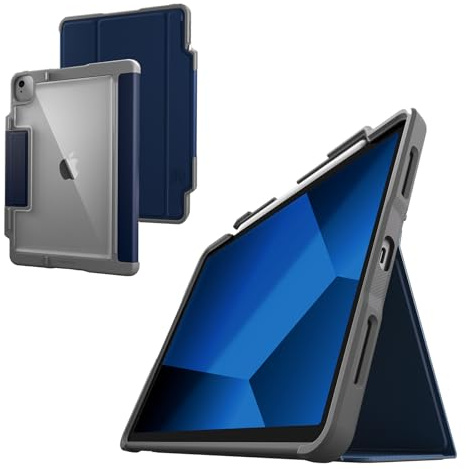 STM Dux Plus - Funda Ultra Protectora para iPad Air de 11 Pulgadas M2/5ª/4ª generación, Soporte para lápiz Apple soporta Carga, Resistente y Probada contra caídas con Funda Inteligente de Encendido y