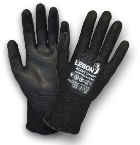 LEBON MASTERBLACK/SD Guante de trabajo, anticortes, compatible táctil, multifunción (bricolaje, construcción, jardinería…). Resistente, cómodo y transpirable. 1 par color negro (8)