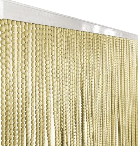 Tex family - Tenda a Fili Mariel | Protezione Insetti | Per Porta o Finestra | Rete Scacciamosche | Modificabile Larghezza e Altezza, Beige, 100L x 220A cm, Poliestere