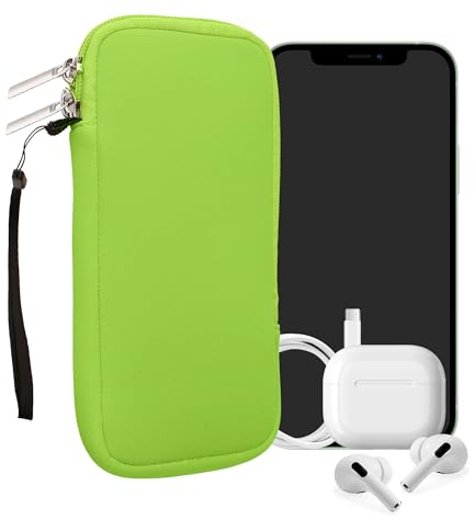 kwmobile Handytasche für Smartphones XXL - 7 - Neopren Handy Hülle Neon Grün - Handy Tasche 17,7 x 8,5 cm Innenmaße