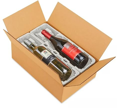 Beclink Wine Shipping Box (2 bottle) with Protective Trays, Biodegradable, Made from Recycled Materials - Pack of 1