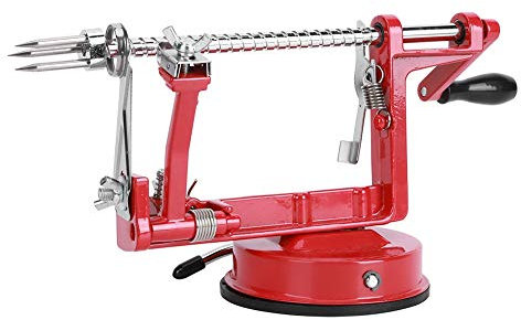 Pelapatate per Mele, 3 in 1 Affettatrice per Mele con Base di Aspirazione per Lame in Acciaio Inossidabile, Affettatrice per Pelapatate a Manovella per Frutta, Mele, Patate e Verdure