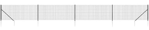 vidaXL Clôture en Treillis Métallique et Ancrage, Panneau de Clôture Décoratif, Barrière de Protection Jardin Patio Extérieur, Anthracite 1,1x10 m