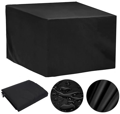 rngcpto Housse Salon De Jardin Exterieur 110x110x75cm Housse Table De Jardin 110x110 Oxford Housse De Protection De Jardin Imperméable Au Vent Anti-UV Bache Table De Jardin Rectangulaire (Noir)