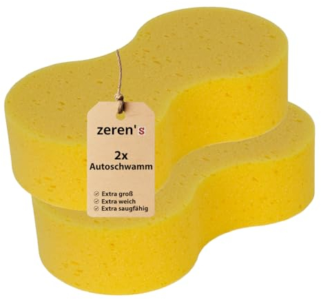 Zeren's Ergonomischer Mehrzweck Schwamm - Effektive Autowäsche - Lackschonender Autowaschschwamm - Vielseitiger Auto Schwamm - 2er Set für Schwämme Innen- und Außenreinigung