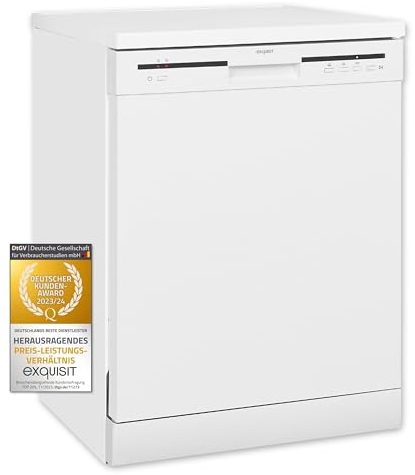 Exquisit CLASSIC Geschirrspüler 60 cm, 11 Liter, Freistehend Unterbaufähig, 12 Maßgedecke, 3 Spülprogramme, ECO, GSP56012-030E weiss