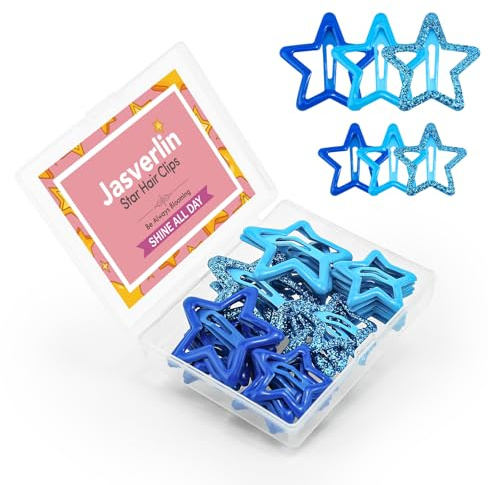 JASVERLIN Fermagli per capelli a forma di stella per ragazze, 36 pezzi Accessori carini Kawaii fermagli per capelli in metallo a scatto per donne e bambini, colorati Y2K estetici con glitter stelle