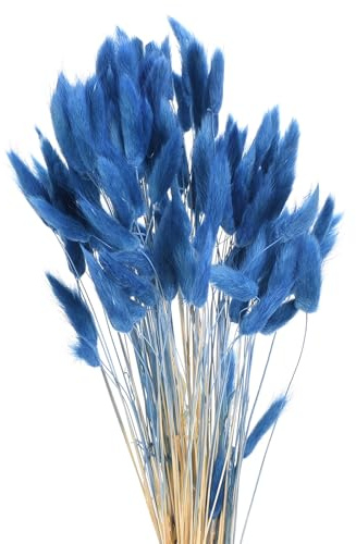 QUARKZMAN 120pz Coda di Coniglio Naturale Fiori Secchi 43cm Mini Erba di Pampa per Decorazioni Floreali Matrimonio Natale, Blu Navy