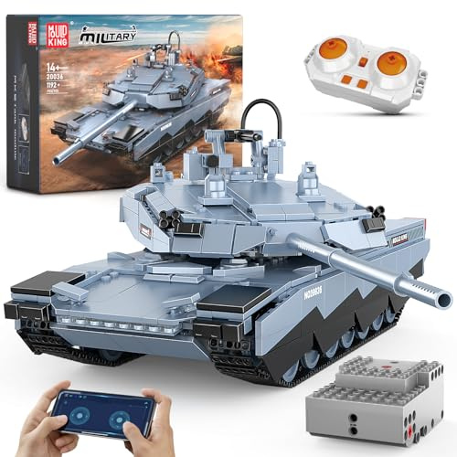 Mould King RC Tank WW2 Abrams-X Building Sets, 20036 Military Vehicles Building Kits, Army Tank Model Construction with APP/Remote Control, Collectible Model Tanks Sets for Teens 14+(1192PCS)