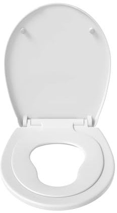 Affine® Premium White Plastic Family Toilet Seat Soft Close Hard-Wearing with Top Fix Quick Release Hinge, Easy to Clean and Install with Universal Fittings, (Child Family Standard Seat)