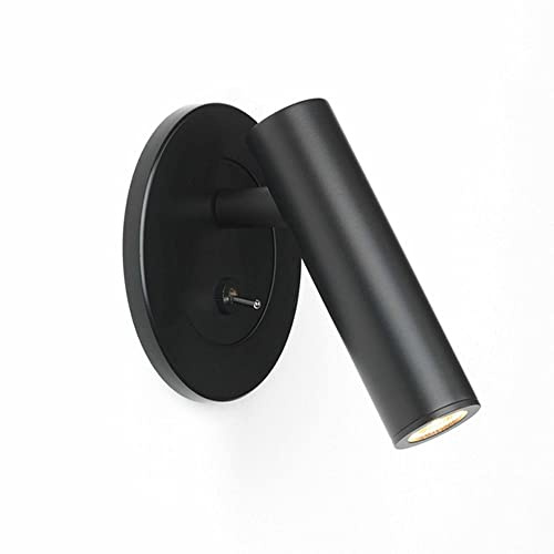 Lámpara de lectura LED empotrada ajustable para cabecera con interruptor de encendido y apagado, foco enfocado para cabecera, aplique de pared de aluminio de 3000 K para dormitorio, mesita de noche,