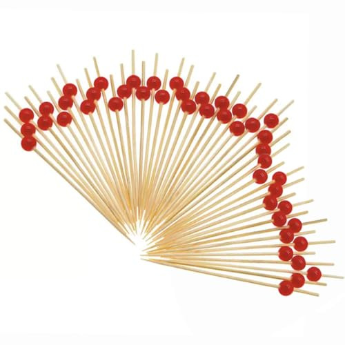 TSUOUKL 100pcs Palillos de Cóctel, Palillos Decorativos para Aperitivos,Bambú, Brochetas de Bambú para Frutas, Pinchos de Cocktail, Pinchos Decorativos Cócteles, Palitos de Bebida