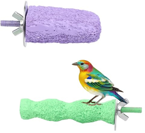 2uds Antideslizante Piedras Afilar Pico Aves, Lavable Resina Recortador Pico Pájaro & Soporte Limar Uñas Accesorios Jaulas para Loros Periquitos Cacatúas
