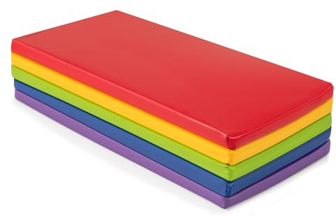 COSTWAY 5 er Set Turnmatte Kinder, 120 x 60cm Weichbodenmatte bunt, Gymnastikmatte aus Kunstleder, tragbar & Stapelbar, Sportmatte Kindermatratze für Zuhause, Kindergarten