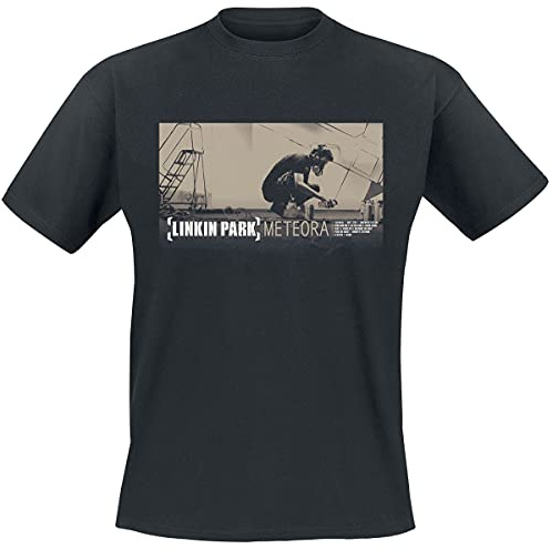 Linkin Park Meteora Unisexe T-Shirt Manches Courtes Noir 100% Coton Regular/Coupe Standard