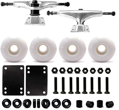 VJ 5.25 139mm Skateboard Trucks (Silver), Skateboard Wheels 52mm, Skateboard Bearings, Skateboard Pads, Skateboard Hardware 1.25 (52mm White)…