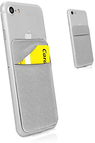 MyGadget Cartera con 1 Bolsillo para Funda Móvil - Tarjetero Adhesivo para Smartphone - Porta Tarjetas de Crédito con Bloqueo RFID - Card Holder - Argento