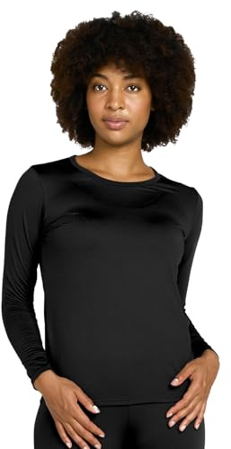 LAPASA Dam fleece termoundertröja, termounderkläder överdel funktionella underkläder lätt/varm/extra varma (Thermoflux L15/L39/L42), L39 svart, XS