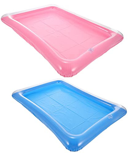 Alipis Plateau Flottant Gonflable 2 Pièces pour Piscine 65X45X5 Pouces Bac À Glace Et Porte-Boissons Été Fête Piscine Buffet Pratique